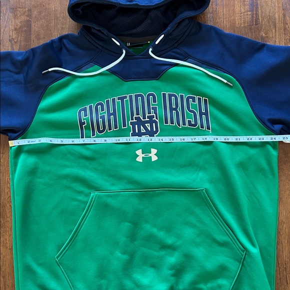 Notre Dame Fight Irish Under Armour Fan Hoodie, men’s Size L, Green/Navy Blue. - Picture 3 of 7